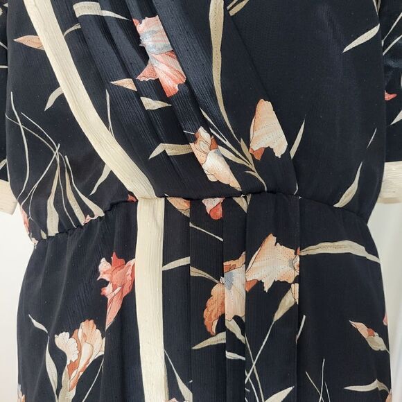 Vintage Iris Floral Faux Wrap Front Midi Dress - Picture 5 of 14